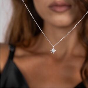 Silver North Star Pendant Necklace Silver Charm Necklace, Star Necklace